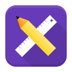 Pencil and ruler app icon with long shadow N2