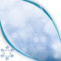 Molecule illustration blue background N4