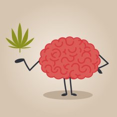 Brain character illustration marihuana