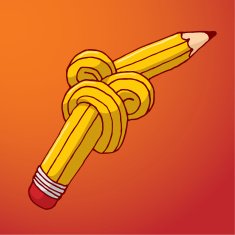 Tied up pencil with complex knot