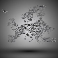 Europe map in the form of skulls background vector