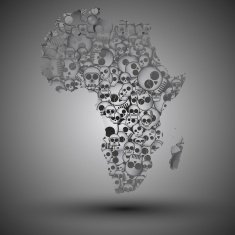 Africa map in the form of skulls background vector