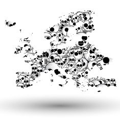 Europe map in the form of skulls background vector N2