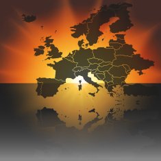 Europe map on the sunset background vector