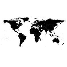 Black Political World Map Vector N5