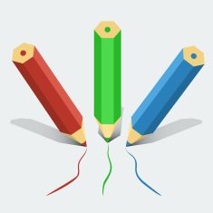 Vector color pencils in 'flat' style N2