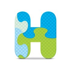Vector letter H written with alphabet puzzle N2