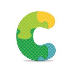 Vector letter C written with alphabet puzzle N2