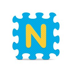Vector letter "N" written with alphabet puzzle