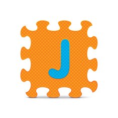 Vector letter "J" written with alphabet puzzle