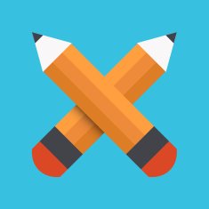Vector flat pencil icon on blue background