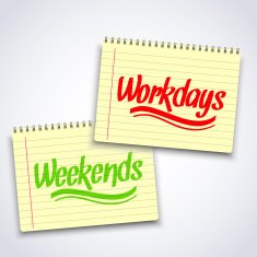 Realistic spiral weekends workdays notebook notepad isolated