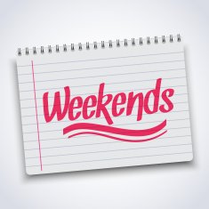 Realistic spiral weekends notebook notepad isolated white vector