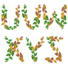 English alphabet made ??up of branches and leaves