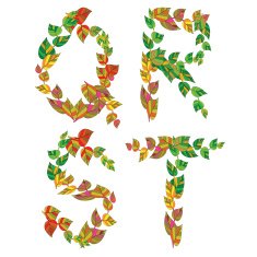 English alphabet made ??up of branches and leaves N2