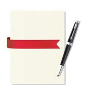 exercise book in a cage pen red ribbon