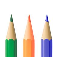 colored pencils closeup on white background