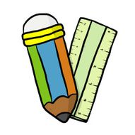 pencil and ruler cartoon