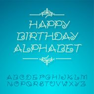 Hand-drawn alphabet letters happy birthday design card