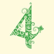 Number four in green
