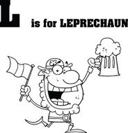 Black and White Alphabet - L is for Leprechaun