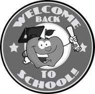 Gray Happy Apple Holding A Diploma With Banner