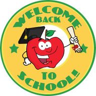 Happy Apple Holding A Diploma With Yellow Banner