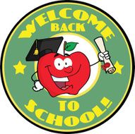 Happy Apple Holding A Diploma With Banner