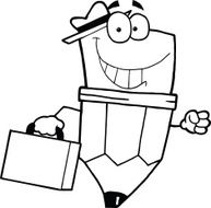 Black and White Pencil Carrying A Briefcase