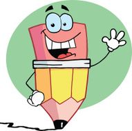 Pencil Waving A Greeting With Background