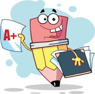 Smiling Pencil Holding A Folder With Background