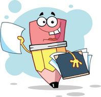 Happy Pencil Holding A Folder With Background