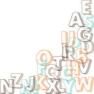 Colored vector bacground with letters of alphabet