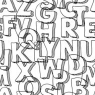 Black seamless pattern with letters of alphabet