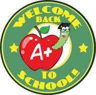 Worm In Apple And Hat Over Sticker With Text