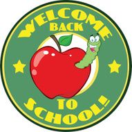 Worm In Apple Over Sticker With Text