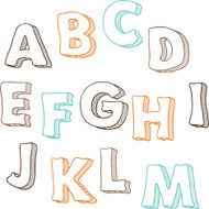 Cute hand drawn font Vector letters set A-M