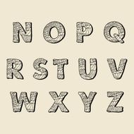 Cute hand drawn font Vector letters set N-Z N2