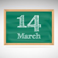 March 14 inscription in chalk on a blackboard N2