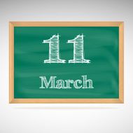March 11 inscription in chalk on a blackboard N2