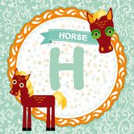 ABC animals H is horse Childrens english alphabet Vector N2