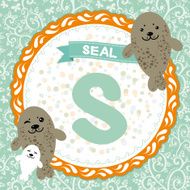 ABC animals S is seal Childrens english alphabet Vector N2