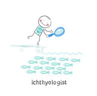 ichthyologist looks at the fish