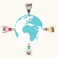 Man Standing on Earth Travel Whole World Concept business