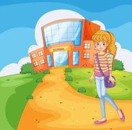 girl going to the school