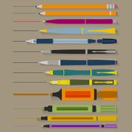 Set of Pencils Pens and Markers