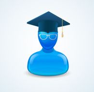 Education icon with graduent student in hat