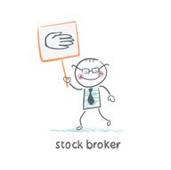 Stock broker holding a sign with his hand N2