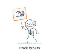 Stock broker holding a sign with his hand N3