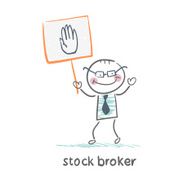 Stock broker holding a sign with his hand N4